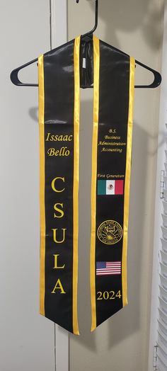 "I use heat transfer vinyl to personalize all sashes. (NO EMBROIDERY)   ALL ORDERS INCLUDE A DIGITAL MOCK.  Design layouts are sent about a week after the order is received.  Layout must be confirmed within 24hrs of receipt or your order will be CANCELED. Fell free to visit my site at https://bynorms.my.canva.site/bynorms33 for more info/tutorial Feel free to message me here or via Instagram (@BYNORMS) with any questions.  SASH DETAILS: BASIC includes:  School name, class year, school seal ($40) Personalized Graduation Stole, Graduation Sash Ideas College, Graduation Sash Ideas, Grad Sash, Grad Stole, Stole Ideas, Sash Ideas, Grad Stoles, Personalized Sash