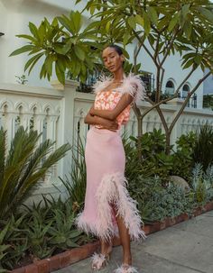 Pink Flower Top, Handmade Knitwear, Flower Top, Pink Knit, Flower Tops, Ostrich Feathers, Pearl Buttons, Knit Skirt