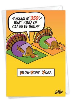 a cartoon depicting two turkeys laying on the ground and one has a thought bubble above it