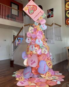 a valentine's day tree made out of balloons