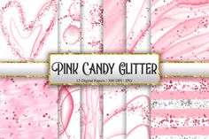 pink candy glitter digital paper pack