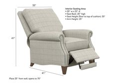 the recliner chair is upholstered and ready to be used as a foot rest