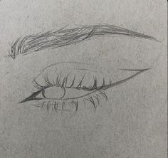 a pencil drawing of an eye with long lashes