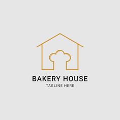 the bakery house logo design is simple and modern, it has a yellow outline that matches the