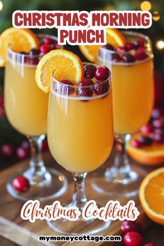 christmas morning punch with oranges and cranberries