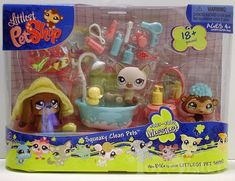 littlest pet shop squissy clean play set in its box with accessories inside