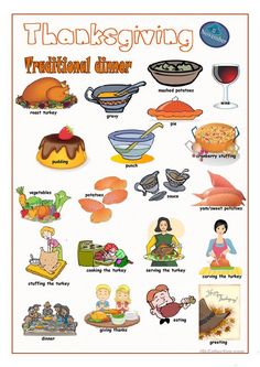 a thanksgiving poster with pictures of food and drinks