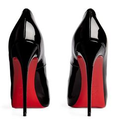 CHRISTIAN LOUBOUTIN New Very Prive Patent Leather Pumps 120 - Black | Editorialist Heel Illustration, Loubiton Heels, Black Louboutin Heels, Red Bottom Heels, Feminine Shoes, Shoes Heels Classy, Christian Louboutin Heels, Louboutin Heels, Heels Classy