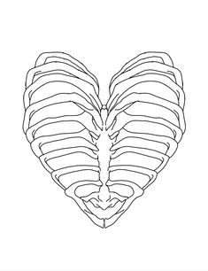 a heart shaped skeleton is shown in black and white