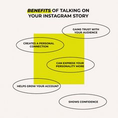 a diagram with the words benefits of talking on your instagram story