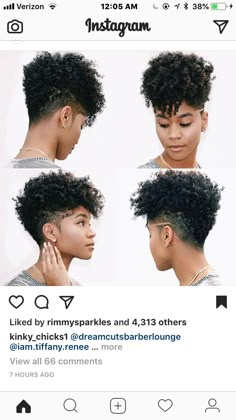 Tapered Haircut For Women, Tapered Natural Hair Cut, Natural Hair Haircuts, Cabello Afro Natural, Short Natural Haircuts, Haircut For Women, Short Natural Curly Hair, Curly Pixie Haircuts