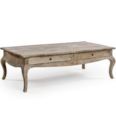 Weathered Wood French Coffee Table with Drawers - Belle Escape French Country Coffee Table Wood, French Country Living Room Coffee Tables, French Provincial Coffee Table, Distressed Wood Coffee Table, Annie Musical, Distressed Coffee Table, Country Coffee Table, French Country Dining Table