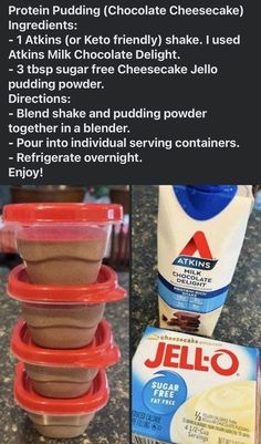 the ingredients to make jello pudding are shown