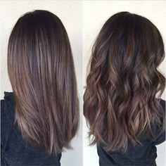 Balayage brunette - gorgeous both straight and curly- someday when I do dye my hair, it will be this Straight Balayage, Balayage Straight, Brown Highlights, Short Hairstyle, Dye My Hair, Great Hair, Brunette Hair Color