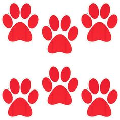 red paw prints on white background with clippings to the left and right side