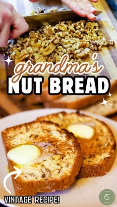 sliced walnuts and slices of bread Walnut Bread Recipe, Homemade Cupcake Recipes, Delicious Breakfast Casserole, Desserts With Few Ingredients, Nut Bread Recipe, Homemade Recipes Dessert, Nut Bread, Best Food Ever, Best Breakfast Recipes