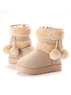 Girls Anti-Slip Snow Boots, Plush Lining Warm Short Boots, Toddler Thicken Shoes Beige Preppy    Plain    Kids Shoes, size features are:Bust: ,Length: ,Sleeve Length: Cute Snow Boots, Boots For Boys, Multi Colored Heels, Toddler Snow Boots, Girls Snow Boots, Kids Snow Boots, Fur Shoes, Kids Outdoor, Warm Boots