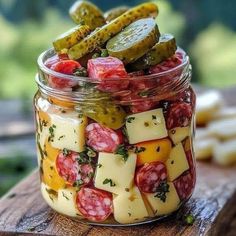 Super old recipes 😋 | Easy Marinated Cheese Appetizer with Salami & Pickles 🧀 | Facebook Marinated Cheese Appetizer, Pickles And Cheese, Marinated Cheese, Cheese Appetizer, Appetizers Easy Finger Food, Best Appetizer Recipes, Slow Cooker Recipes Healthy, Cheese Appetizers, Snacks Für Party