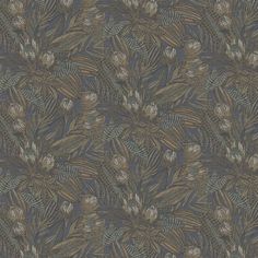 an image of a blue and brown wallpaper with leaves on the backgrounge