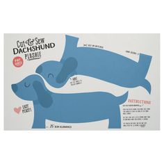 a blue dachshund dog cut and sew pattern