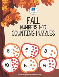 the fall numbers 1 - 10 counting puzzles are shown in this book, which is filled with