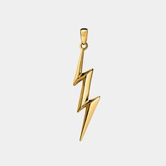 Thunderbolt Pendant - Gold - Marcozo Zeus Thunderbolt, Thunder Strike, Thunder Bolt, Jewellery For Men, Green Skin, Miami Cuban Link, Miami Cuban, Cuban Link, Military Grade