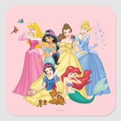 there are many disney princesses on this birthday card