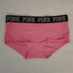 Nwt Pink Victoria's Secret Sexy Boyshort Shortie Panties Logo Medium Sexy Sporty Stretch Pink Boxer Briefs, Pink Sporty Stretch Boxer Briefs, Pink Stretch Brief Shorts, Fitted Pink Victoria's Secret Bottoms, Pink Victoria's Secret Pajama Shorts, Victoria's Secret Pink Beachwear Bottoms, Victoria's Secret Pink Seamless Bottoms, Logo Hipster, Pink Boyshorts