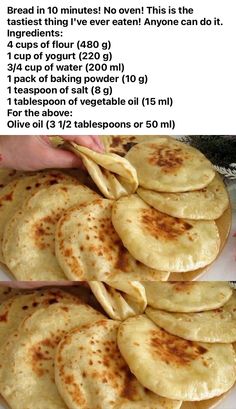 there are several different types of flatbreads on the plate with instructions to make them