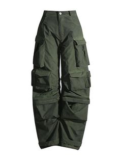 Casual Cargo Pants, Green Cargo Pants, Jeans Wide, Denim Patterns, Green Cargo, Cargo Pants Women, Aesthetic Outfits, Casual Fits, Wide Leg Trousers