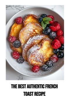 Try this classic French breakfast with our authentic French Toast recipe! This easy-to-make, comforting dish is perfect for a sweet start to your day, featuring crispy edges and a custardy center. Perfect French Toast, Recipes French, French Breakfast, Classic Breakfast, French Desserts, French Recipes