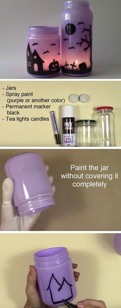 the instructions for how to make halloween jars