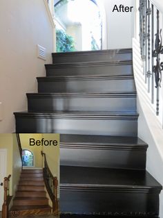 stairs before and after painted black