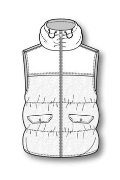 a drawing of a vest with buttons on the front and back, in black and white