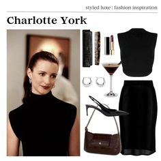 style inspiration, charlotte york, satc, outfit inspo Charlotte Satc Aesthetic, Charlotte York Work Outfits, Charlotte York Black Dress, Charlotte York Outfits Inspiration, As Seen On Tv Outfits, New York Office Outfit, Satc Outfit Inspiration, Satc Inspired Outfits, Charlotte York Style Outfits