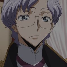 an anime character with glasses looking at the camera