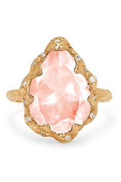 Logan Hollowell queen water drop morganite ring with sprinkled diamonds. Morganite, Diamond (0.15ctw) 14k Yellow Gold Logan Hollowell, Morganite Diamond, Marissa Collections, Jewelry Accessories Ideas, Morganite Ring, Accessories Ideas, Fine Jewels, Stunning Jewellery, Water Drop