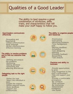 an info sheet describing the benefits of good leader