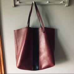 Reposhing This Item I Purchased From @Taywilkins. Loved It, But Ready To Rotate For Something New. Questions? Leave A Comment Below! Red Polka Dot Top, Madewell Tote, Madewell Transport Tote, Pink Tweed Jacket, Straw Beach Tote, Madewell Bags, Pink Tweed, Paint Stripes, Black Leather Tote