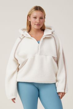 Active Sherpa HoodieBody - Active Sherpa Hoodie - Coconut Milk/AffogatoCotton On | Women | Clothing | JacketsCotton On | Women | Clothing | JacketsCotton On | Women | Clothing | Jackets Studded Collar, Teddy Fleece, Sherpa Hoodie, Womens Clothing Sizes, Cotton On, Coconut Milk, Fleece Hoodie, Stay Warm, Pocket Pouch