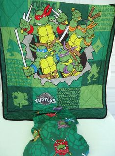 teenage mutant ninja turtles quilted blanket and two matching tmnt hoodie shirts