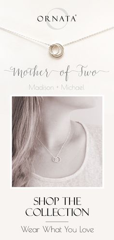 Sterling silver necklace for a mother of two packaged on a personalized jewelry card with the names of your choice. It's the perfect gift for mom! Girl Names Unique, Minimalist Necklace Silver, Delicate Choker, Names Unique, Mother Of Two, Diamond Initial Necklace, Necklace For Girlfriend, Kids Necklace