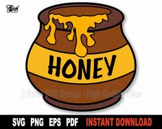 honey jar with the word honey on it