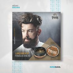 a man with a beard and mustache is featured in this ad for the hair products brand