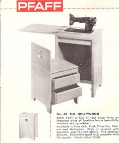 an advertisement for a sewing machine with instructions on how to sew the table top