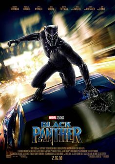 the black panther movie poster is shown in this image, it appears to be an action hero