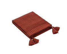 a brown scarf with tassels on it