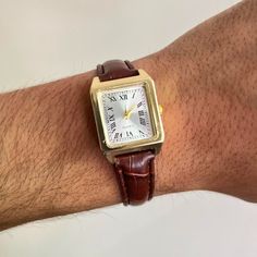 2000s Vintage Style Cute Square Brown Leather Luxury Watch Works And Time Can Be Changed Cute Dainty Watch These Watches Are Unisex :)! 7.5in Length Brand New Dainty Watch, 2000s Vintage, Y2k Style, Luxury Watch, Accessories Watches, Leather Watch, Womens Watches, Brown Leather, Vintage Style