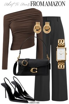 This outfit is so perfect for fall! Its so chic and so versatile! Tops For Women Elegant, Outfit Inspo Business Woman, Brown Outfit Birthday, Birthday Outfit November, Amazon Chic Outfits, Timeless Chic Outfits, Cute Outfits Amazon, Chic And Elegant Outfits, Fashion Outfits Layout