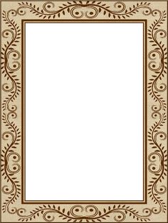 a brown and white square frame with swirls on the edges, in an ornate pattern